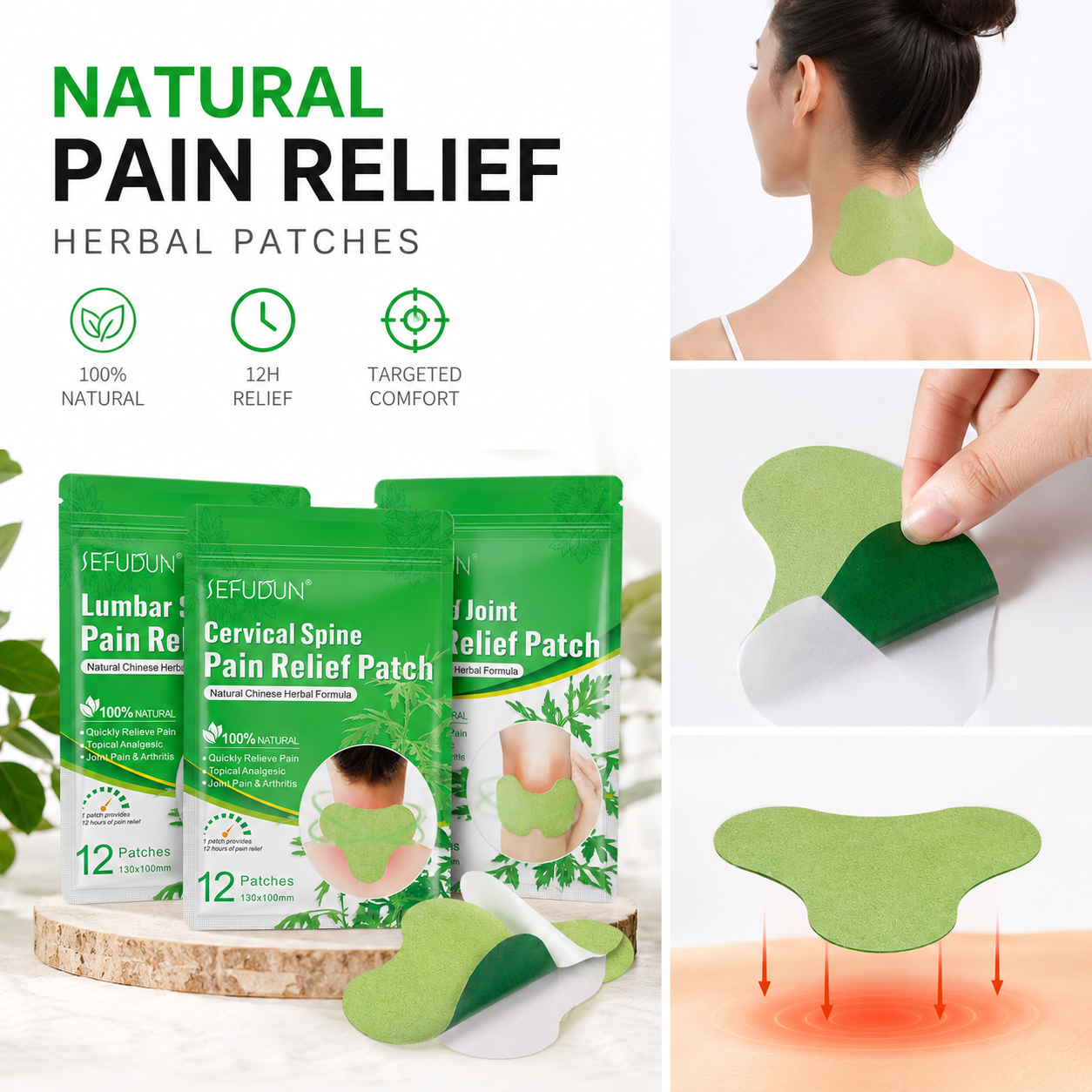 Wormwood Heat Patches — Natural Relief for Knees, Back & Neck