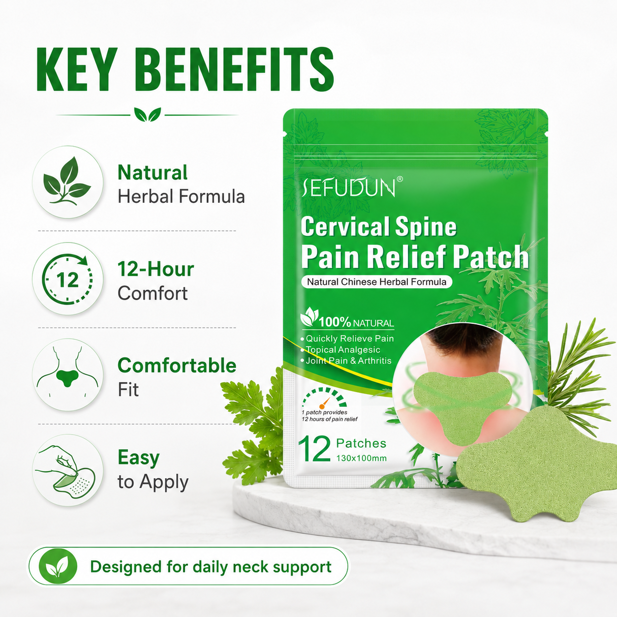 Wormwood Heat Patches — Natural Relief for Knees, Back & Neck